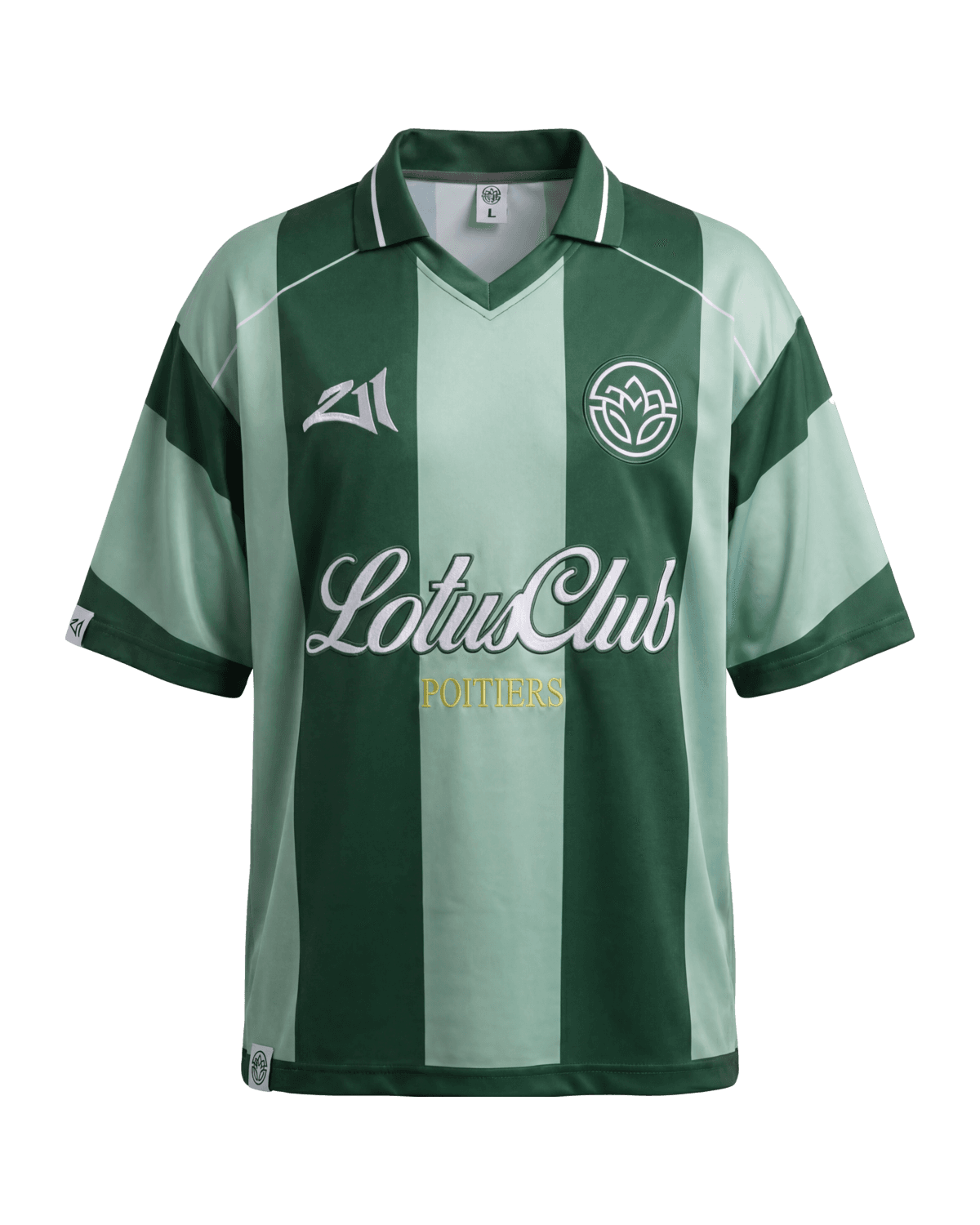 Polo Lotus Club Clothing — modèle vert, rayures vert forêt et sauge